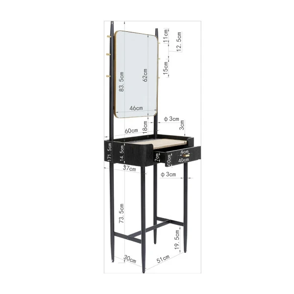 Zwarte Design Kaptafel Met Spiegel 12 Zwarte Design Kaptafel Met Spiegel - Afbeelding 10