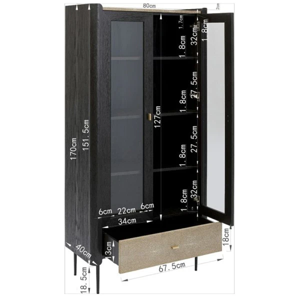 Zwarte Design Vitrinekast 12 Zwarte Design Vitrinekast - Afbeelding 10