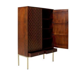 Kledingkast Mangohout Messing -Zuiver Verkoop kare design muskat kledingkast mangohout messing 03