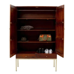 Kledingkast Mangohout Messing -Zuiver Verkoop kare design muskat kledingkast mangohout messing 04