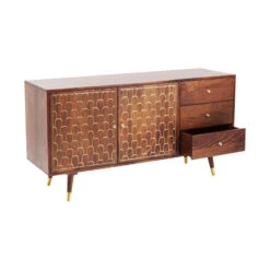 Retro Dressoir Mangohout Goud -Zuiver Verkoop kare design muskat mangohouten retrodressoir 10