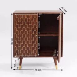 Retro Kastje Mangohout Goud -Zuiver Verkoop kare design muskat mangohouten retrowandkast 04