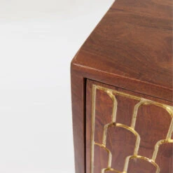 Retro Kastje Mangohout Goud -Zuiver Verkoop kare design muskat mangohouten retrowandkast 06