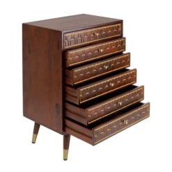 Mangohouten Wandkast Met Goud -Zuiver Verkoop kare design muskat mangohouten wandkast met goud 04