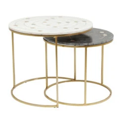 Bijzettafelset Messing Marmer -Zuiver Verkoop kare design mystic bijzettafelset messing marmer 83447 007