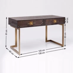 Bureau Donker Hout Met Messing -Zuiver Verkoop kare design osaka bureau hout met messing 83881 008