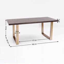 Eettafel Donker Hout Met Goud -Zuiver Verkoop kare design osaka eettafel hout messing poten 83879 010