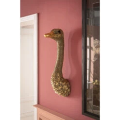 Wanddeco Struisvogel Goud -Zuiver Verkoop kare design ostrich gold wanddeco struisvogel goud 05