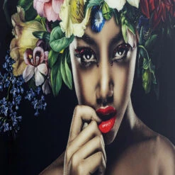 Glas Portret -Zuiver Verkoop kare design pretty flower woman glas portret 02