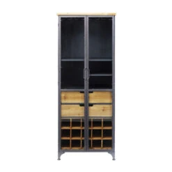 Metalen Wijnkast Met Hout