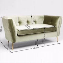 Retro Bankje Groen Velvet -Zuiver Verkoop kare design rimini groene 2 zitsbank 05