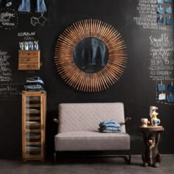 Grote Ronde Spiegel Hout -Zuiver Verkoop kare design sunlight wandspiegel met houten frame 04