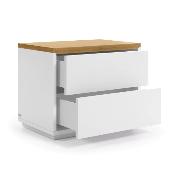 Wit Nachtkastje Met Eiken Blad 4 Wit Nachtkastje Met Eiken Blad - Afbeelding 2