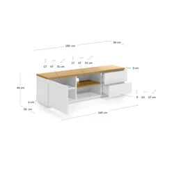 Tv-meubel Wit Eiken 150 Cm -Zuiver Verkoop kave home abilen wit tv meubel met eiken 150 cm 07