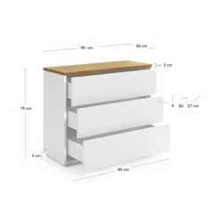 Witte Ladekast Met Eiken Blad -Zuiver Verkoop kave home abilen witte ladekast met eiken blad 09