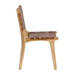 Houten Stoel Met Bruin Leer -Zuiver Verkoop kave home calixta eetkamerstoel hout met leer 02