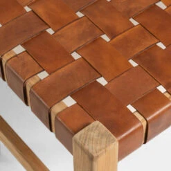 Houten Bankje Met Bruin Leer -Zuiver Verkoop kave home calixta houten bankje met bruin leer 04