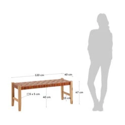 Houten Bankje Met Bruin Leer -Zuiver Verkoop kave home calixta houten bankje met bruin leer 06