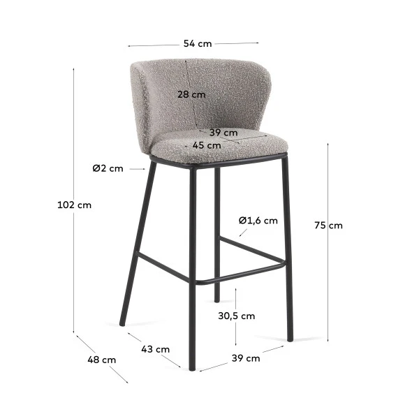 Boucle Barkruk Met Ronde Rug 4 Boucle Barkruk Met Ronde Rug - Afbeelding 2