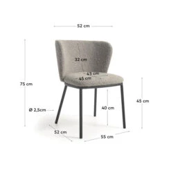 Boucle Eetstoel Met Ronde Rug -Zuiver Verkoop kave home ciselia boucle eetstoel met ronde rug 06