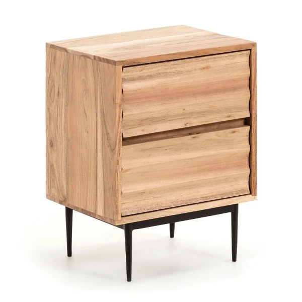 Nachtkastje Van Licht Hout 4 Nachtkastje Van Licht Hout - Afbeelding 2