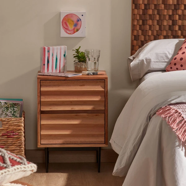 Nachtkastje Van Licht Hout 6 Nachtkastje Van Licht Hout - Afbeelding 4