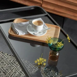 Zwarte Keukentrolley Met Glas -Zuiver Verkoop kave home duilia zwarte keukentrolley met glas 02 1