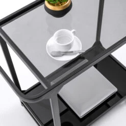 Zwarte Keukentrolley Met Glas -Zuiver Verkoop kave home duilia zwarte keukentrolley met glas 03
