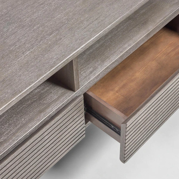 TV-meubel Grijs Acacia Hout 6 TV-meubel Grijs Acacia Hout - Afbeelding 4