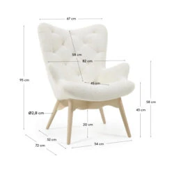 Oorfauteuil Wit Boucle -Zuiver Verkoop kave home kody vlinderfauteuil wit boucle 09