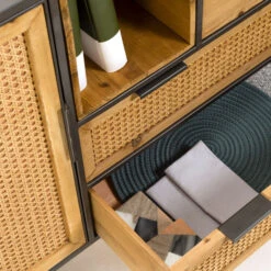 Rotan Webbing Dressoir Zwart Staal -Zuiver Verkoop kave home kyoko metalen dressoir met webbing 08