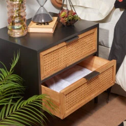 Zwart Nachtkastje Met Webbing -Zuiver Verkoop kave home kyoko zwart nachtkastje met webbing 02 1 1