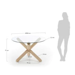 Ronde Tafel Glas Met Eiken -Zuiver Verkoop kave home lotus ronde tafel met glazen blad 04