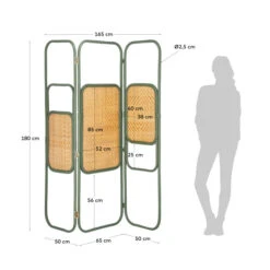 Kamerscherm Groen Met Rotan -Zuiver Verkoop kave home margaret kamerscherm groen met rotan 07