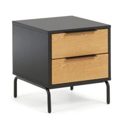 Nachtkastje Zwart Met Eiken -Zuiver Verkoop kave home savoi nachtkastje zwart met eiken 01