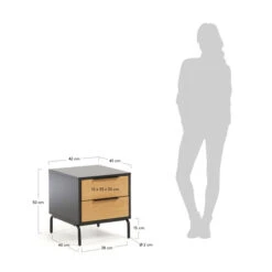 Nachtkastje Zwart Met Eiken -Zuiver Verkoop kave home savoi nachtkastje zwart met eiken 05