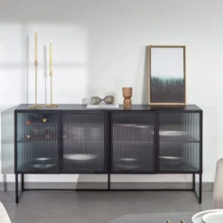 Zwart Dressoir Met Ribbelglas