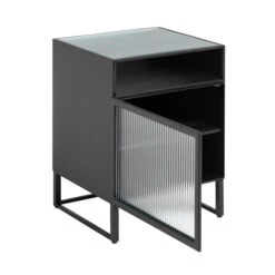 Zwart Nachtkastje Ribbelglas 14 Zwart Nachtkastje Ribbelglas -Zuiver Verkoop kave home trixie zwart nachtkastje ribbelglas 02