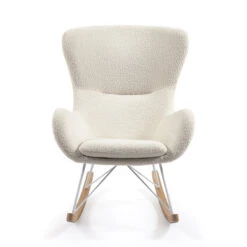 Witte Schommelstoel Boucle Stof -Zuiver Verkoop kave home vania witte schommelstoel boucle stof 01