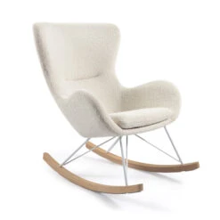 Witte Schommelstoel Boucle Stof