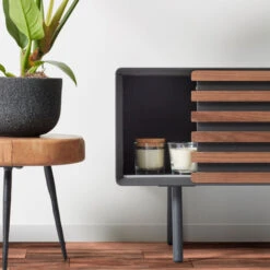 Tv-meubel Mat Grijs Met Walnoot -Zuiver Verkoop laforma mahon metalen tv meubel 07