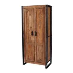 Bergkast Sheeshamhout -Zuiver Verkoop lavis havel hoge wandkast met zwarte handgrepen 02