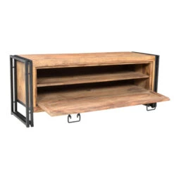 Houten Schoenenkast Met Zwart Metaal -Zuiver Verkoop lavis havel houten dressoir met zwart onderstel 04