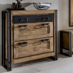 Schoenenkast Met Zwart Metalen Handgrepen -Zuiver Verkoop lavis havel ladenkast met zwart metalen handgrepen 01 1