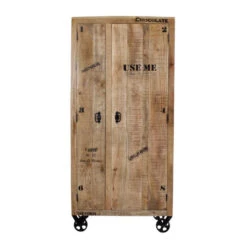 Robuuste Kast Mangohout -Zuiver Verkoop lavis porter hoge wandkast op wielen 02