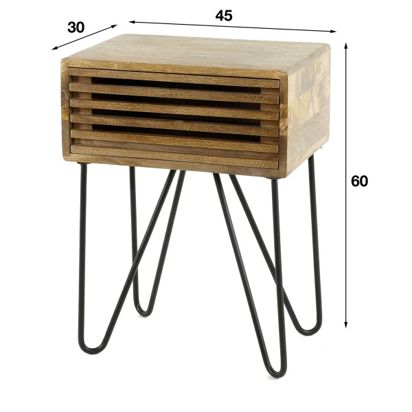 Mangohouten Nachtkastje Met Lade 8 Mangohouten Nachtkastje Met Lade - Afbeelding 6