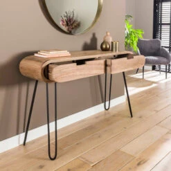 Mangohouten Sidetable Met Ronde Hoeken -Zuiver Verkoop mangohouten sidetable met ronde hoeken barrel giani 02