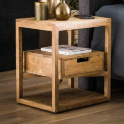 Massief Mangohouten Nachtkastje