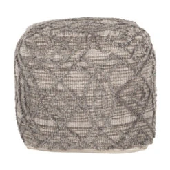 Vierkante Poef Grijs Wol -Zuiver Verkoop must living angel vierkante poef grijs wol 02