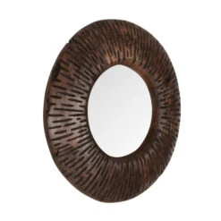Ronde Spiegel Donker Teak -Zuiver Verkoop must living cosmos ronde spiegel van teakhout 01